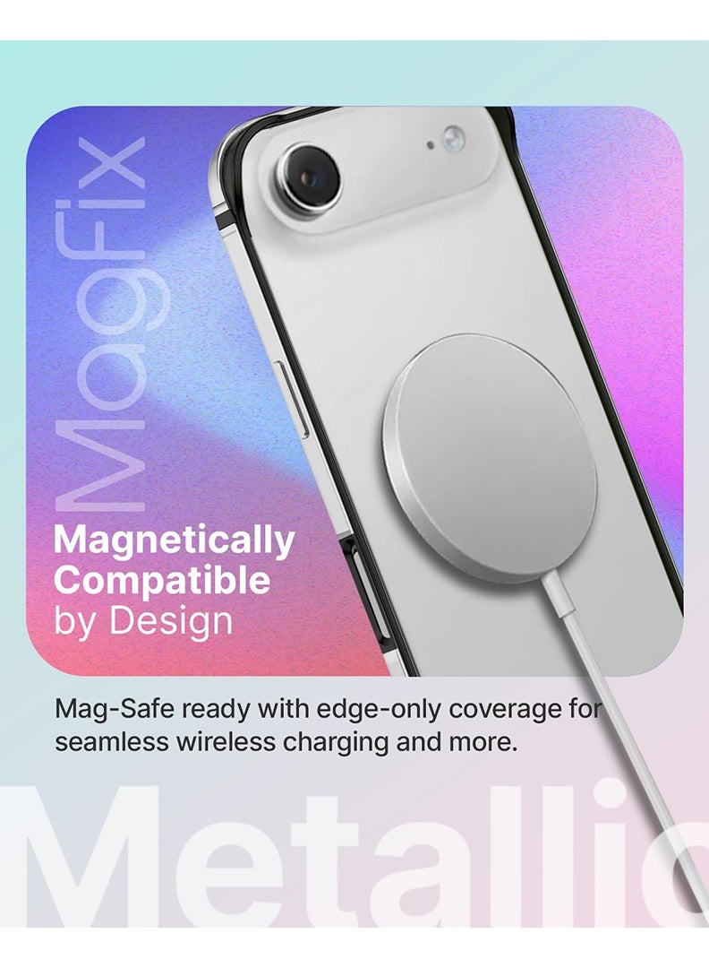 Theodor iPhone 17 Air Aluminum Frame Metal Bumper Frame Slim Hard Case Cover, Metal Frame Armor with Soft Inner Bumper, Raised Edge Protection for iPhone 17 Air 6.5", Natural Grey - Image 3